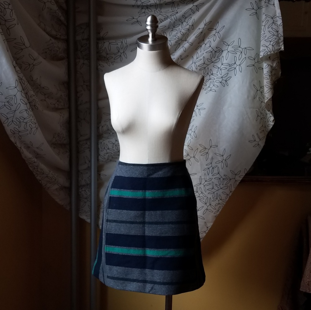 Anthropologie Striped Wool Mini Skirt